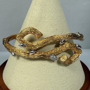 Stephen Dweck Diamonds Fortuna Hinge Bracelet Gold Clad over 925 Sterling Silver